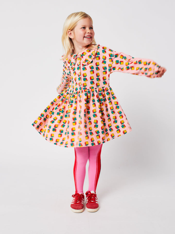 Dices all over micro corduroy dress