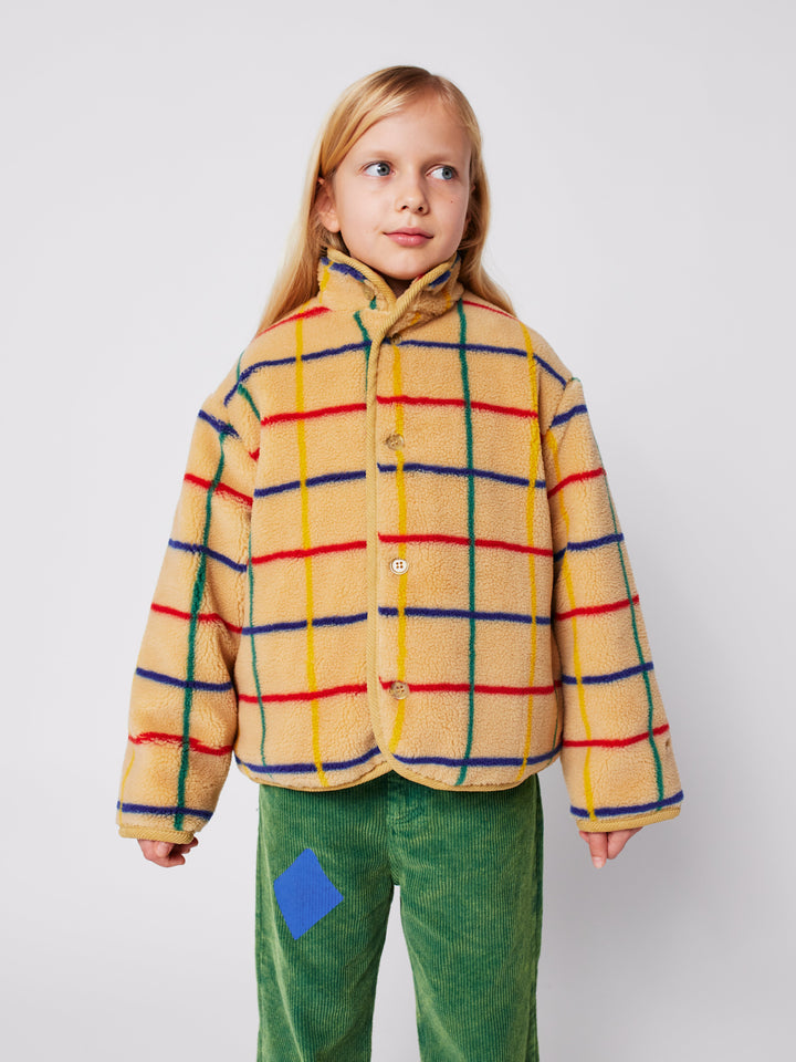 Color stripes sheepskin jacket