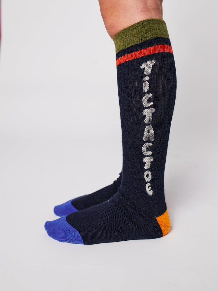 Tic Tac Toe navy extra long socks