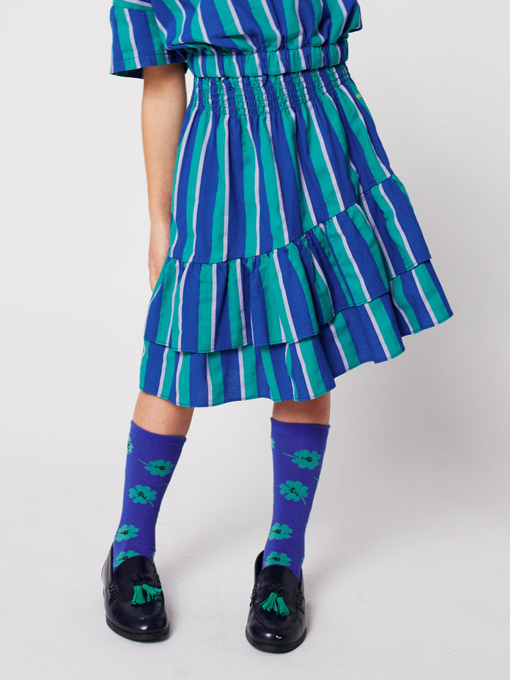 Striped woven midi skirt