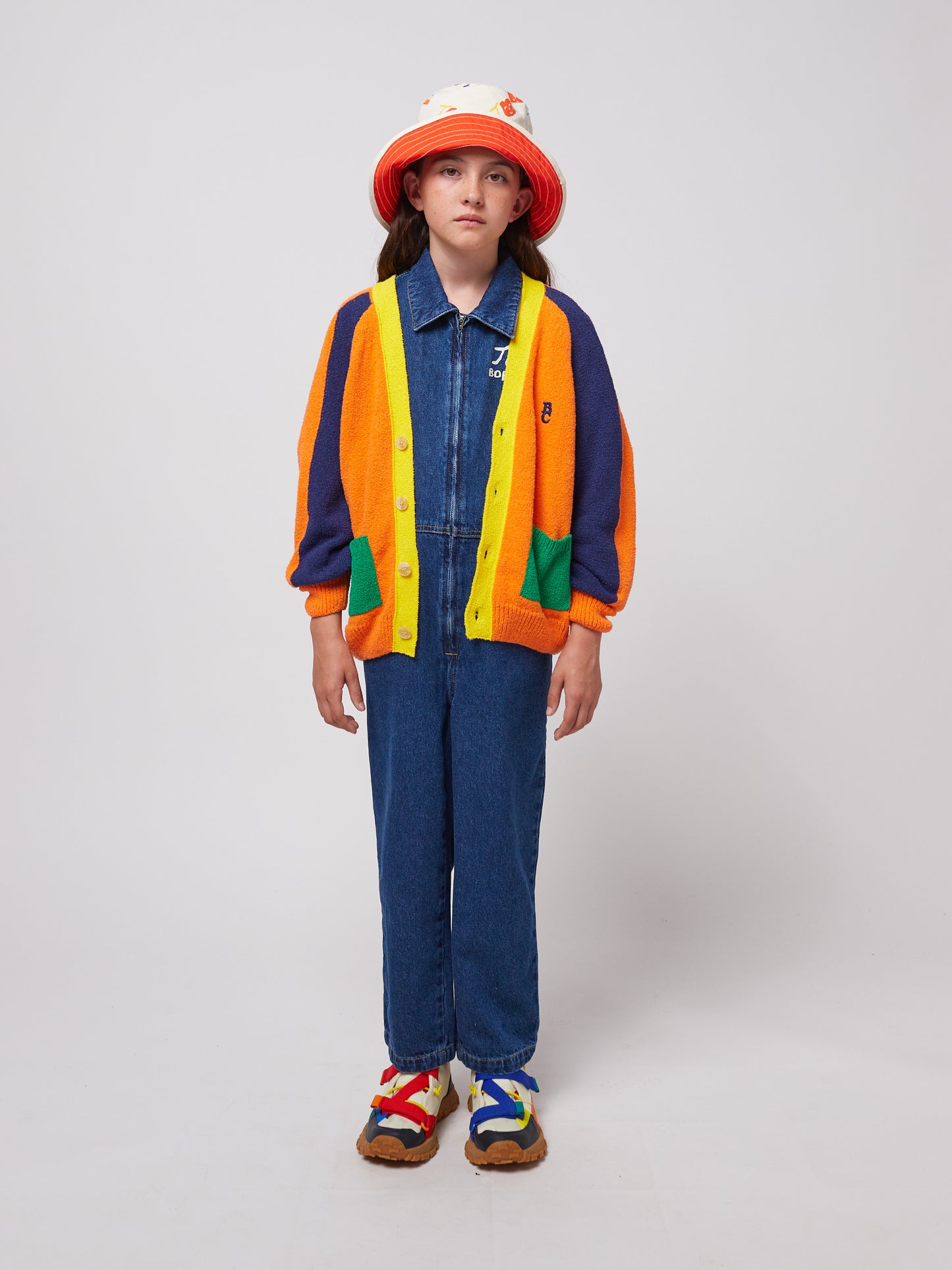 Color block V-neck cardigan