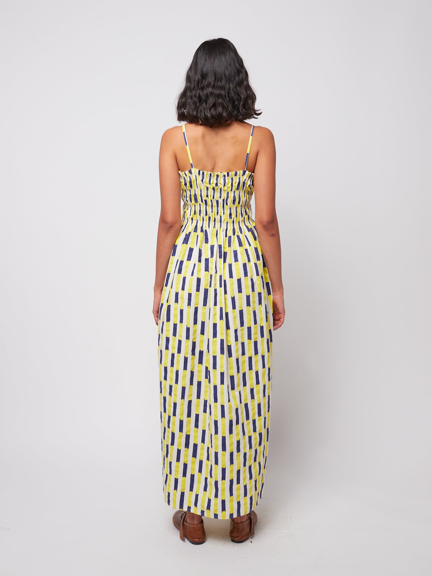 Brush strokes gathered bustier dress