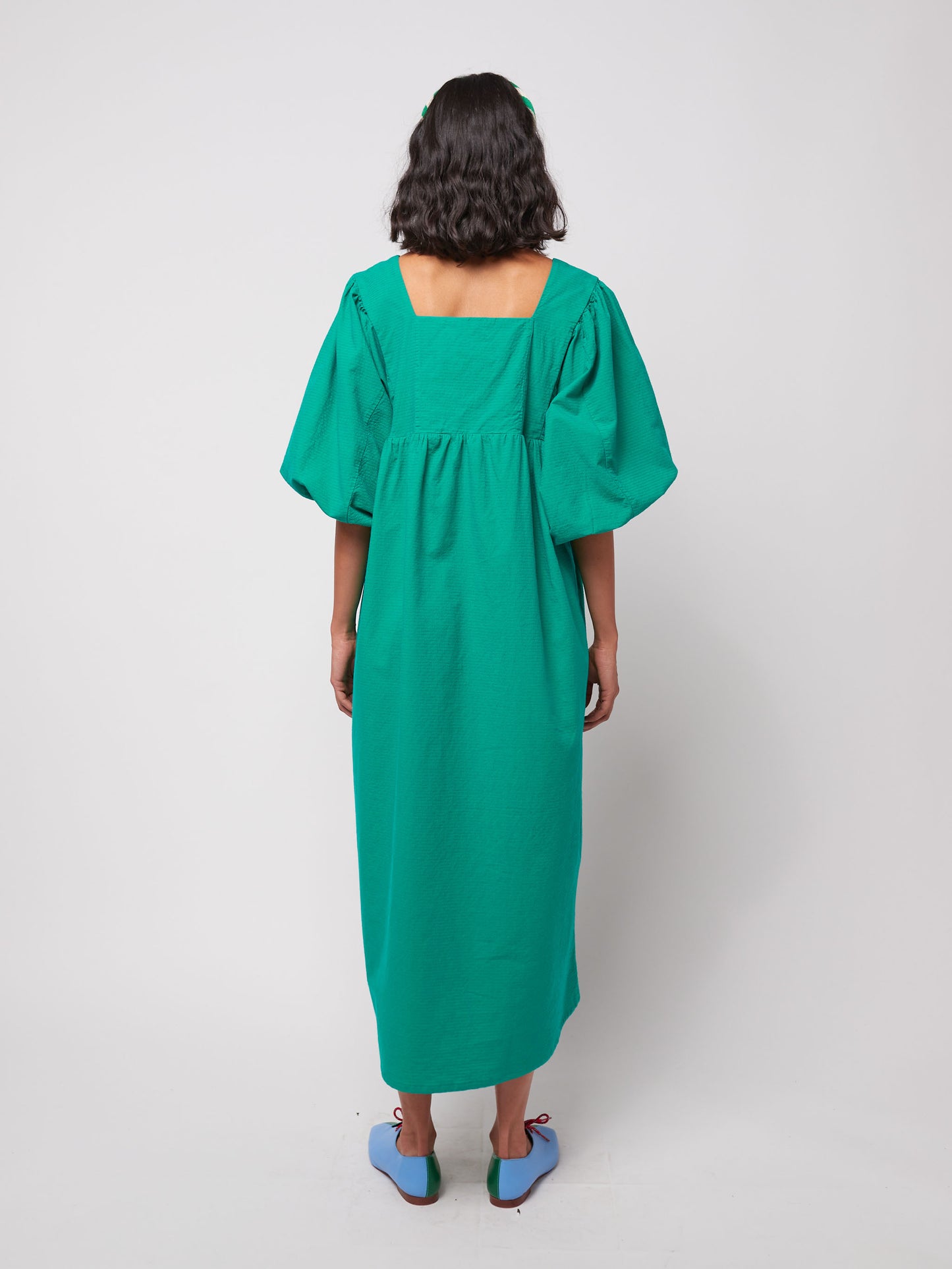 カップルフィッシュ刺繍パフスリーブドレス