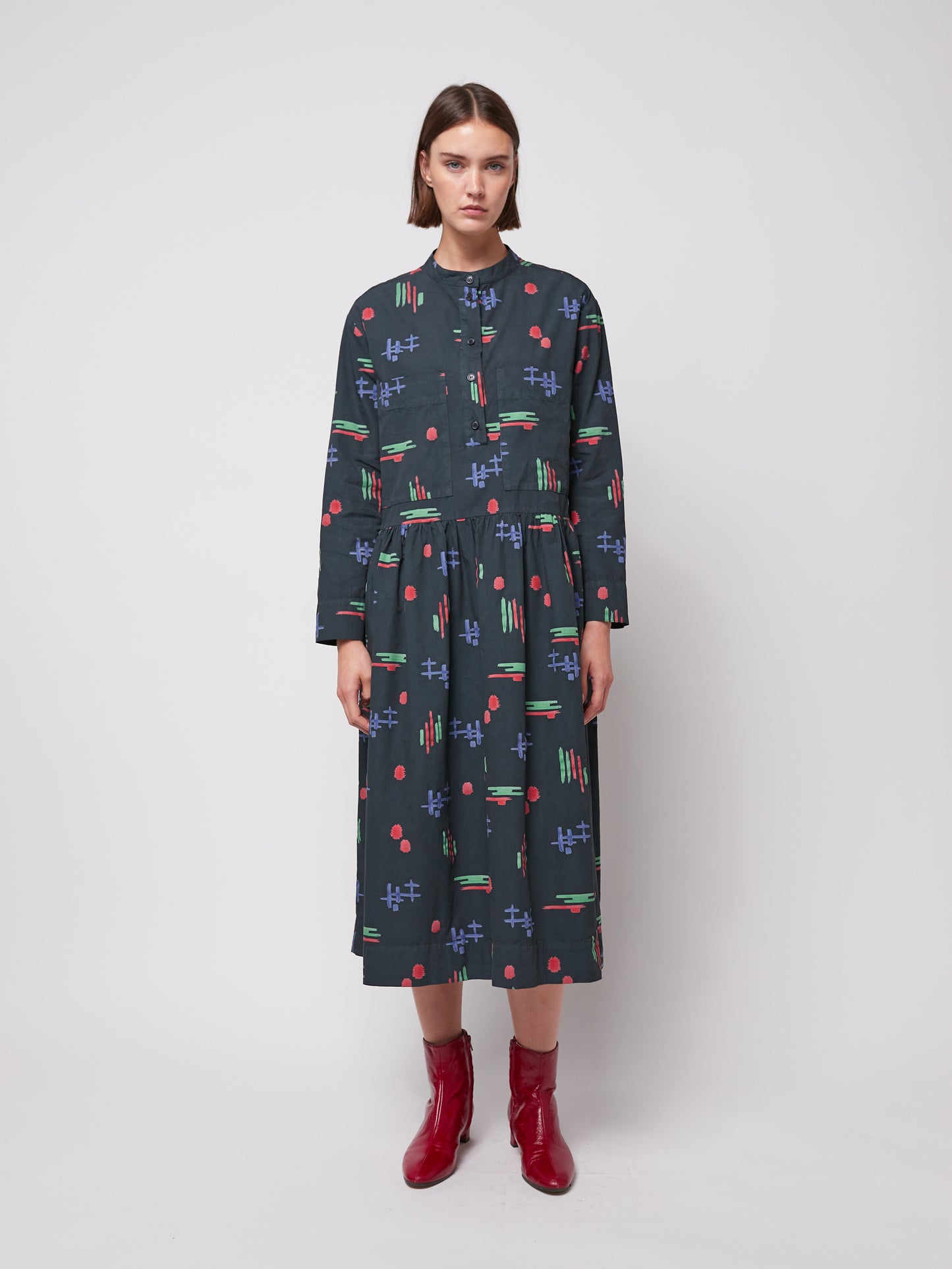Multicolor print loose fit dress
