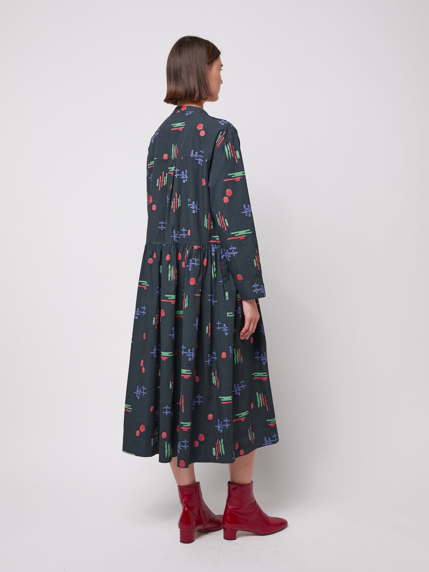 Multicolor print loose fit dress