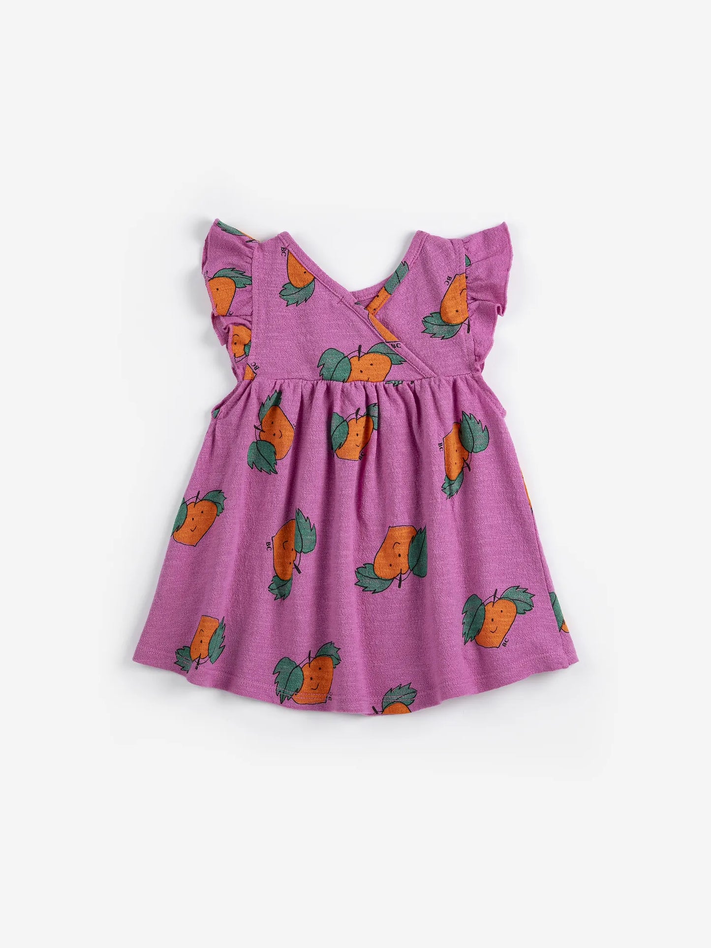 Tangerine all over ruffled dress