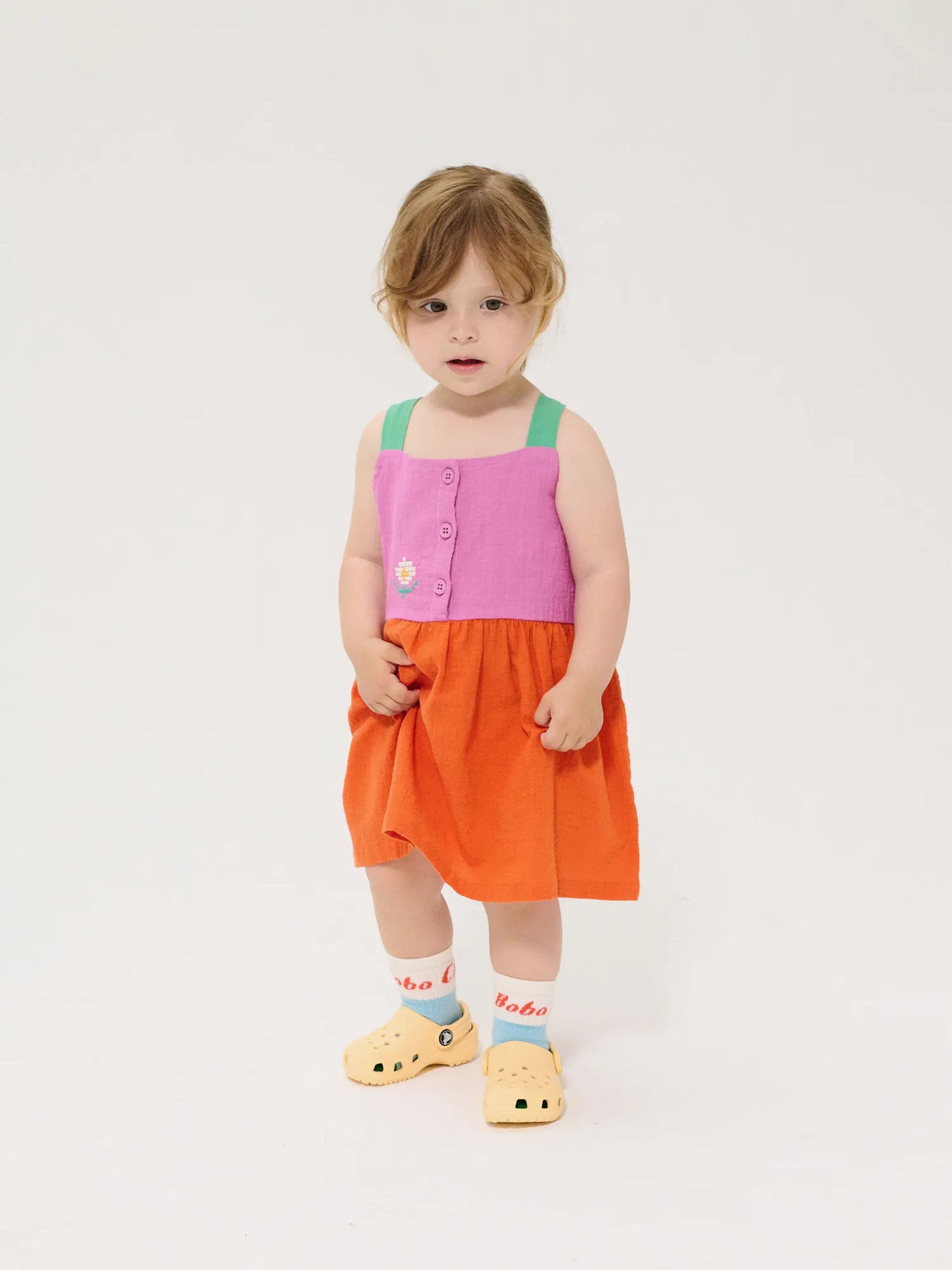Pixel Daisy color block woven dress