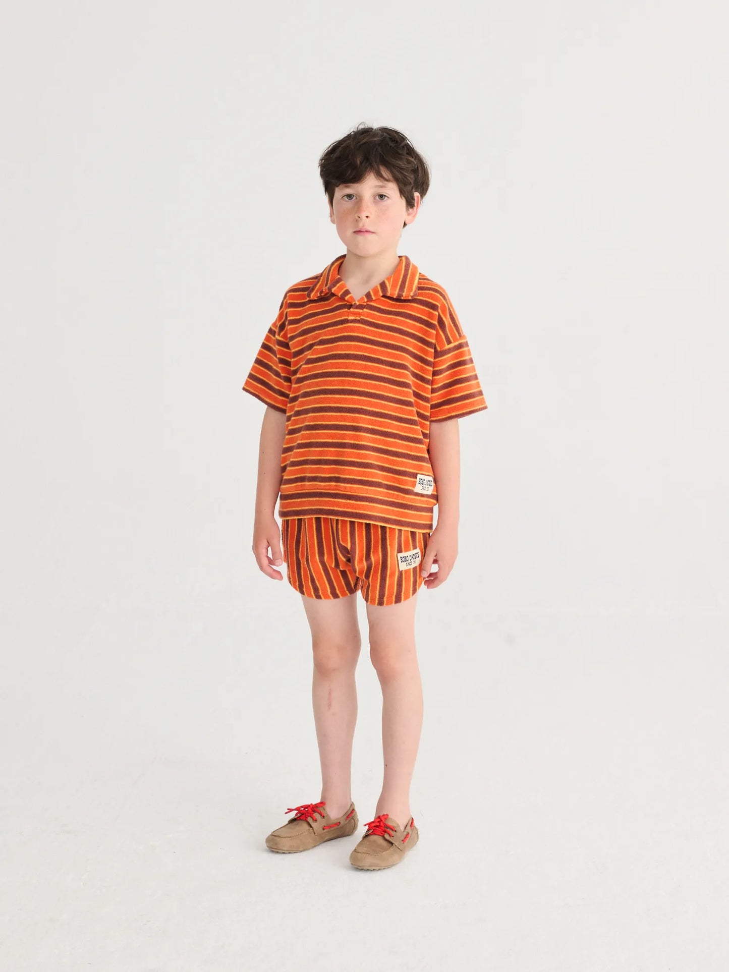 Striped Brick terry cloth polo