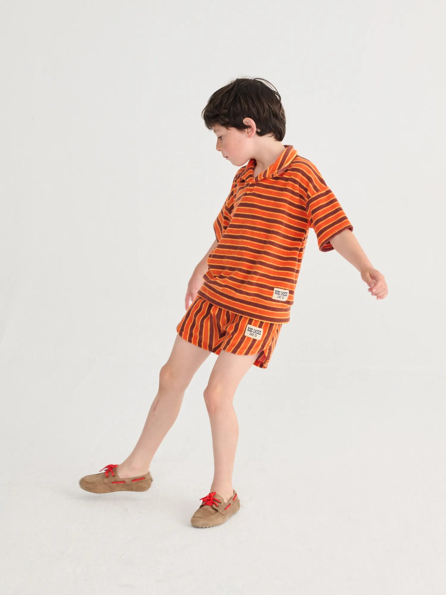 Striped Brick terry cloth polo
