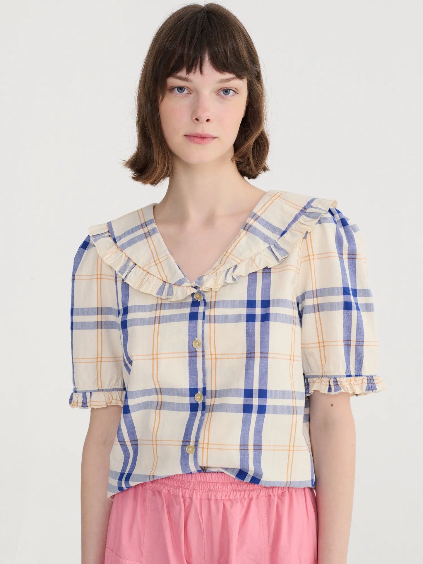 Fun tartan collar shirt