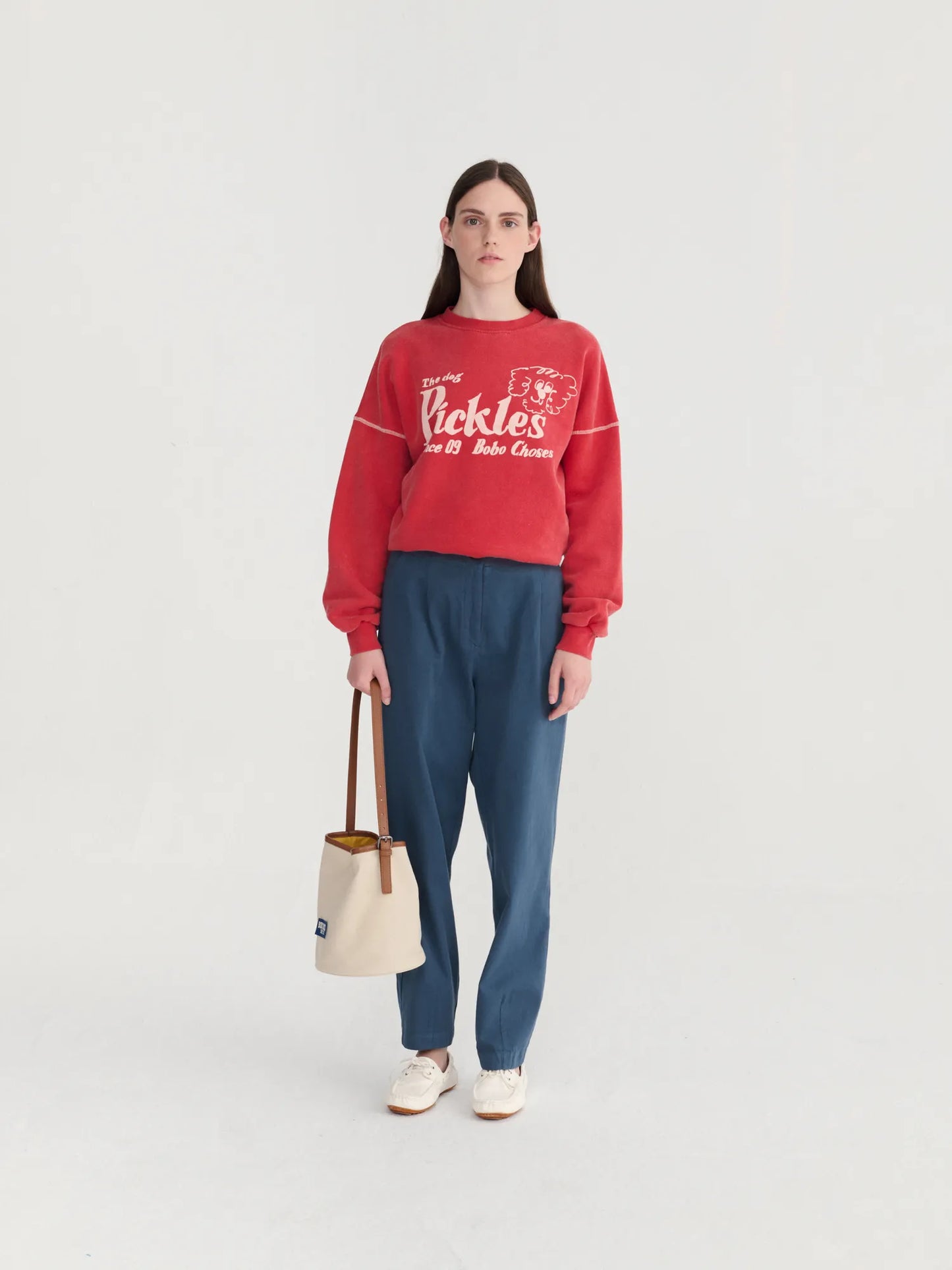 Pleated straight leg trousers