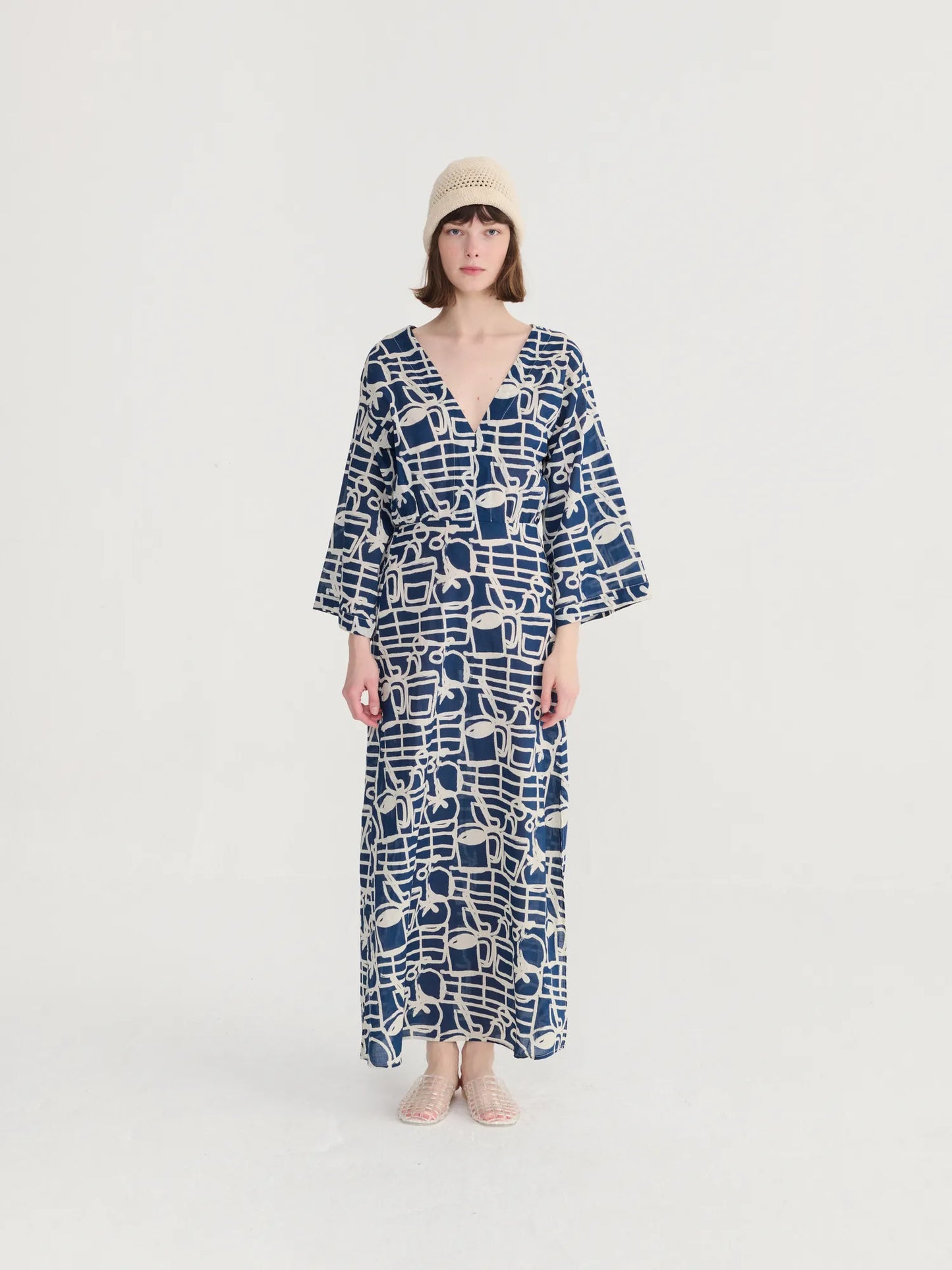 Cookery festival pattern v-neck dress