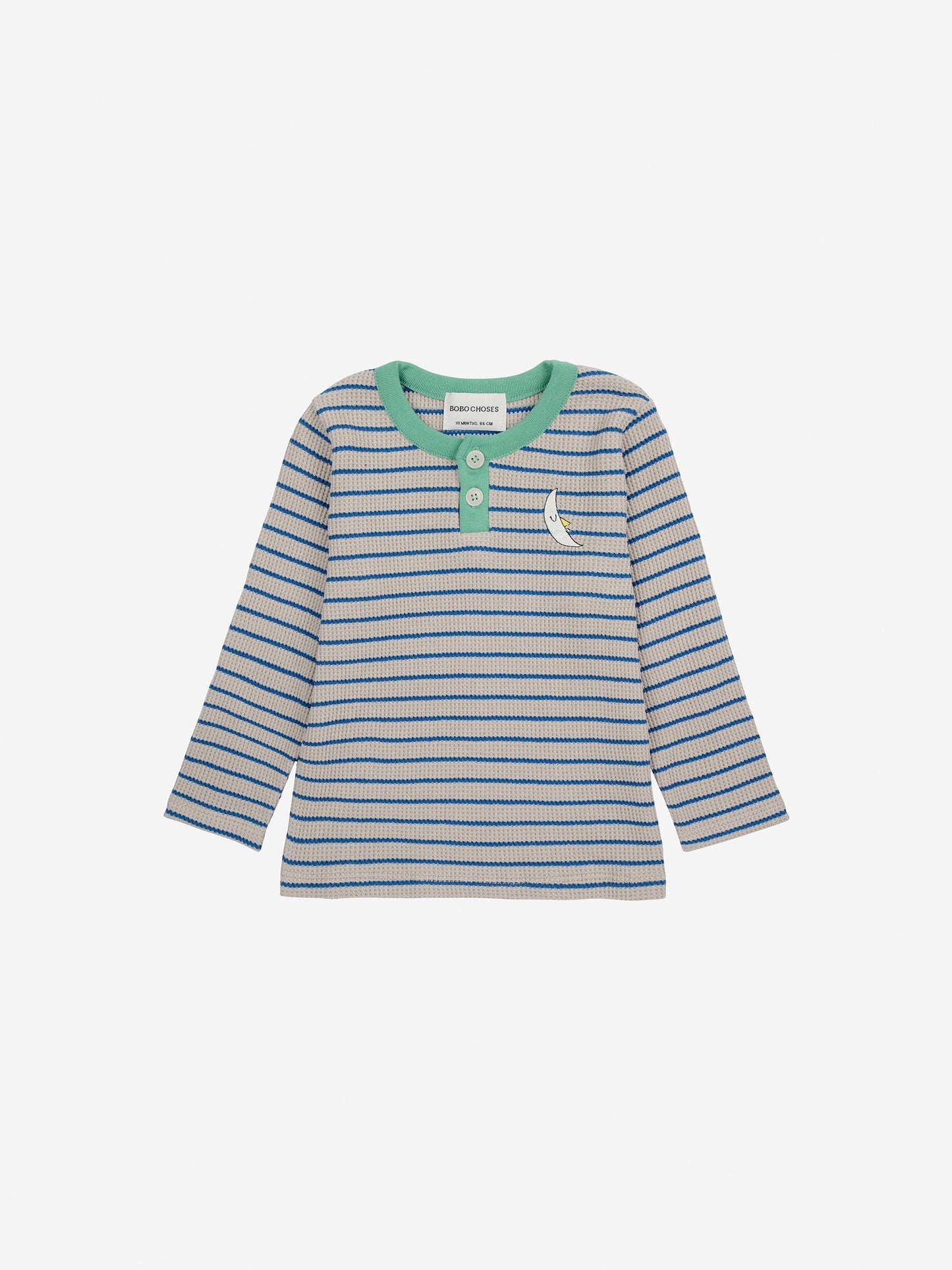 ストライプワッフルボタンTシャツ