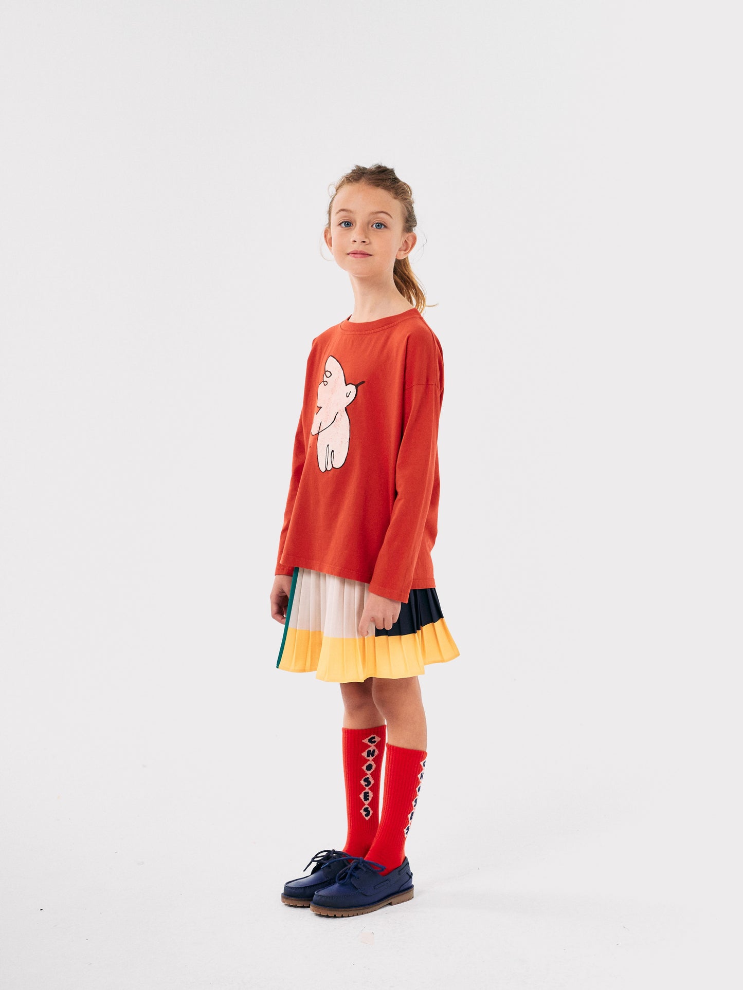 Color Block pleated woven skirt