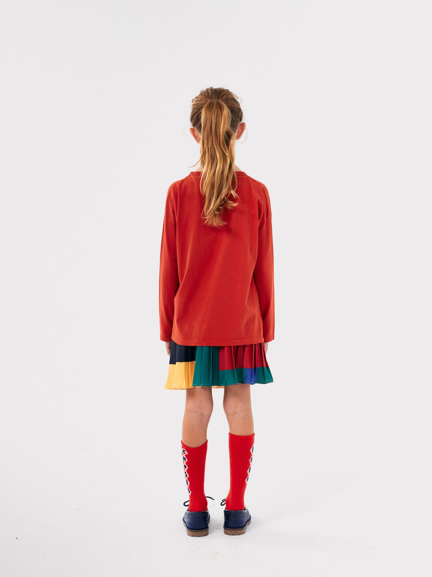 Color Block pleated woven skirt