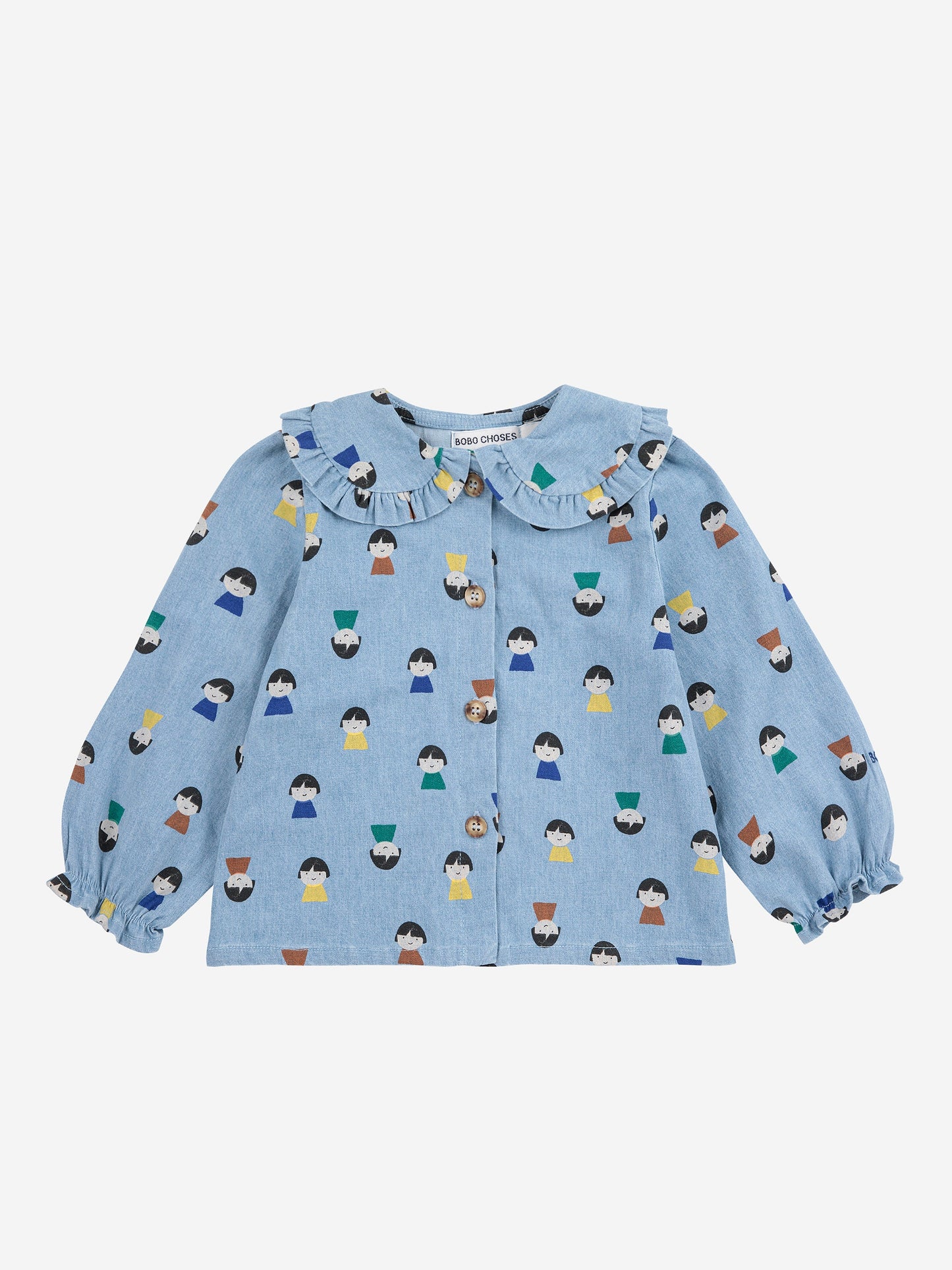 Game Pawns all over light denim blouse