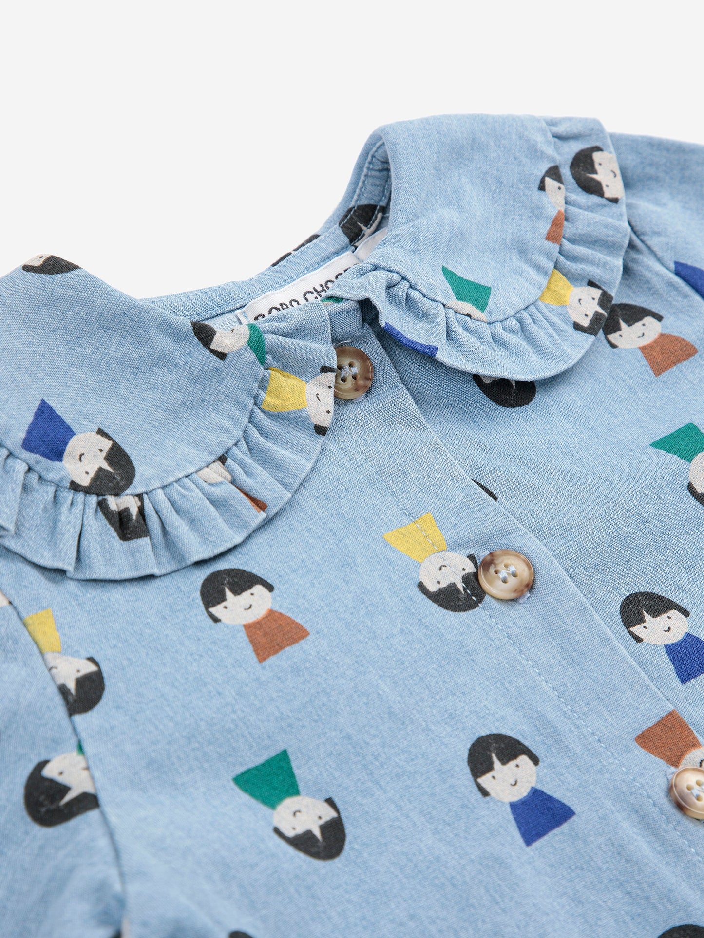 Game Pawns all over light denim blouse