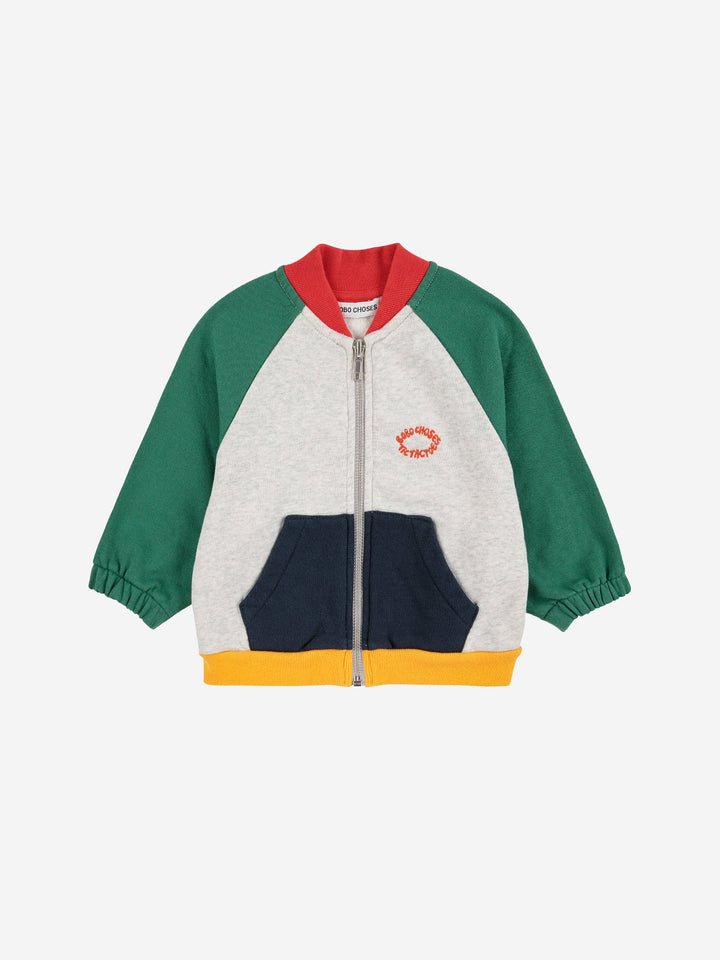 Tic Tac Toe color block zipped sweat blouson