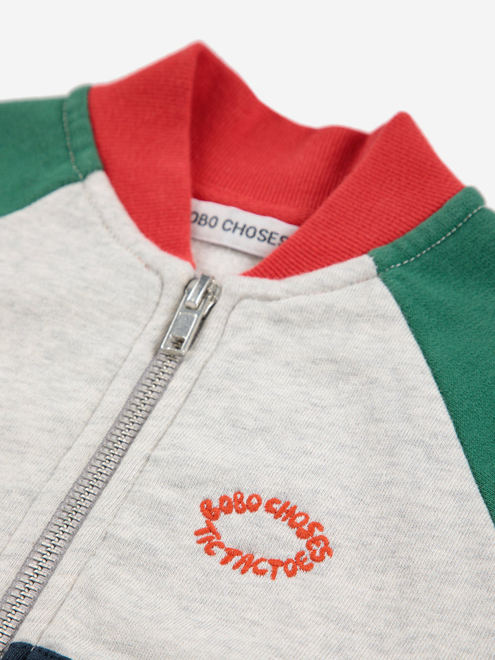 Tic Tac Toe color block zipped sweat blouson
