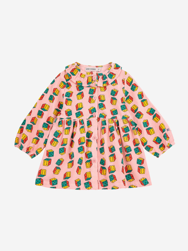 Dices all over micro corduroy dress