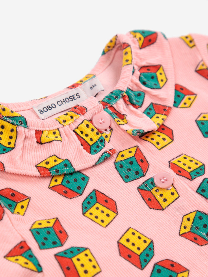 Dices all over micro corduroy dress