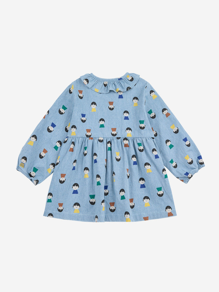 Game Pawns all over light denim dress