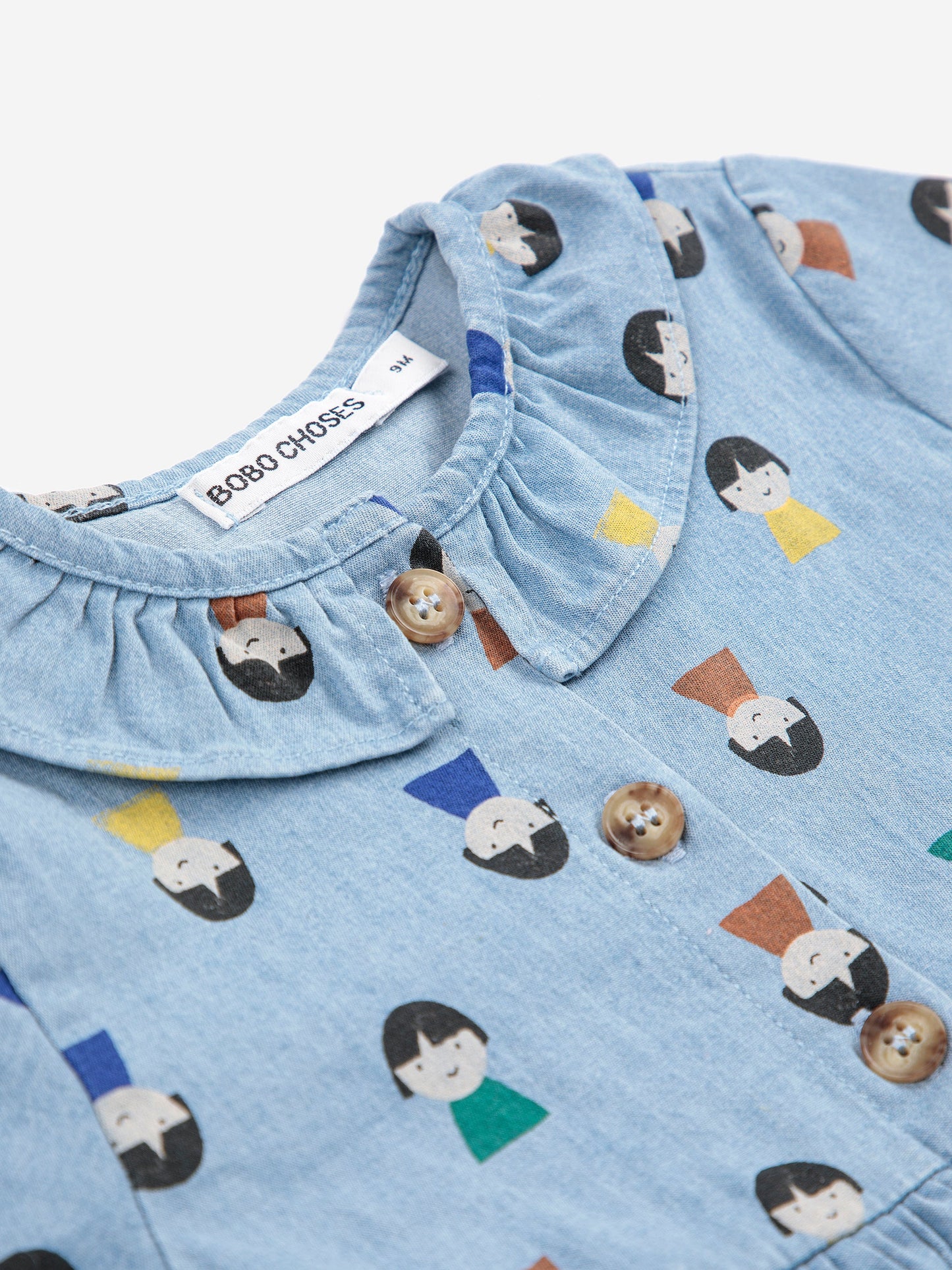 Game Pawns all over light denim dress