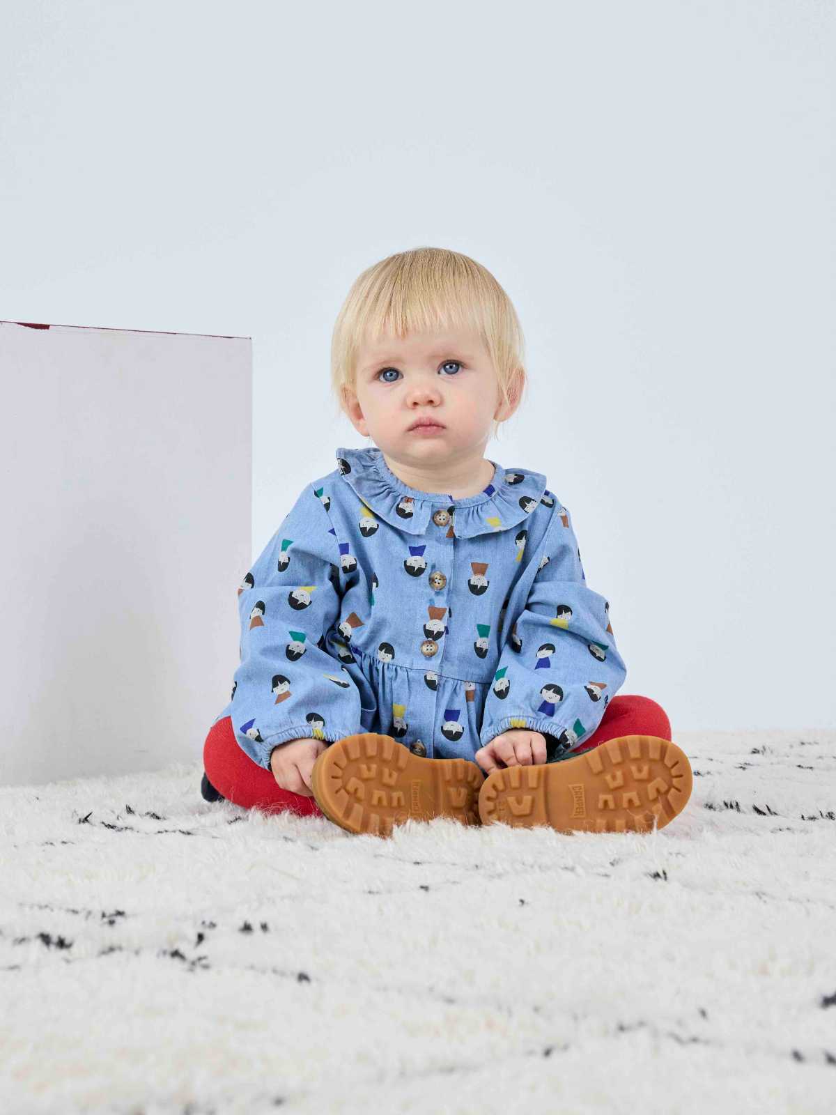 Game Pawns all over light denim dress