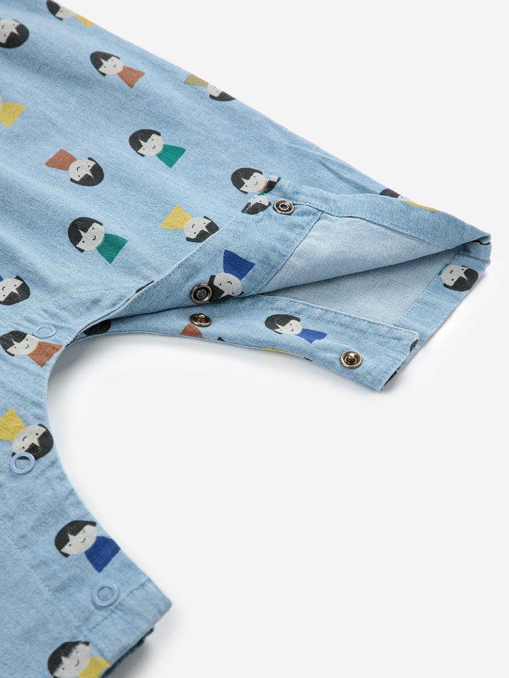 Game Pawns all over light denim overall