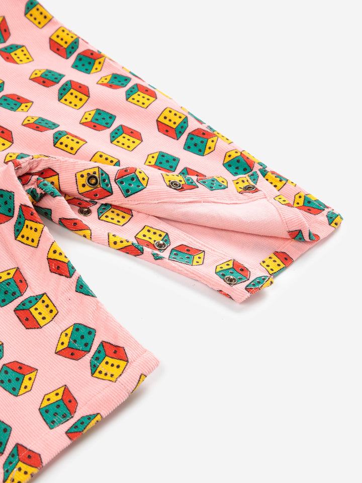 Dices all over micro corduroy dungaree