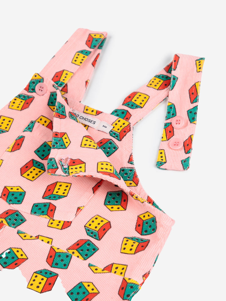 Dices all over micro corduroy dungaree