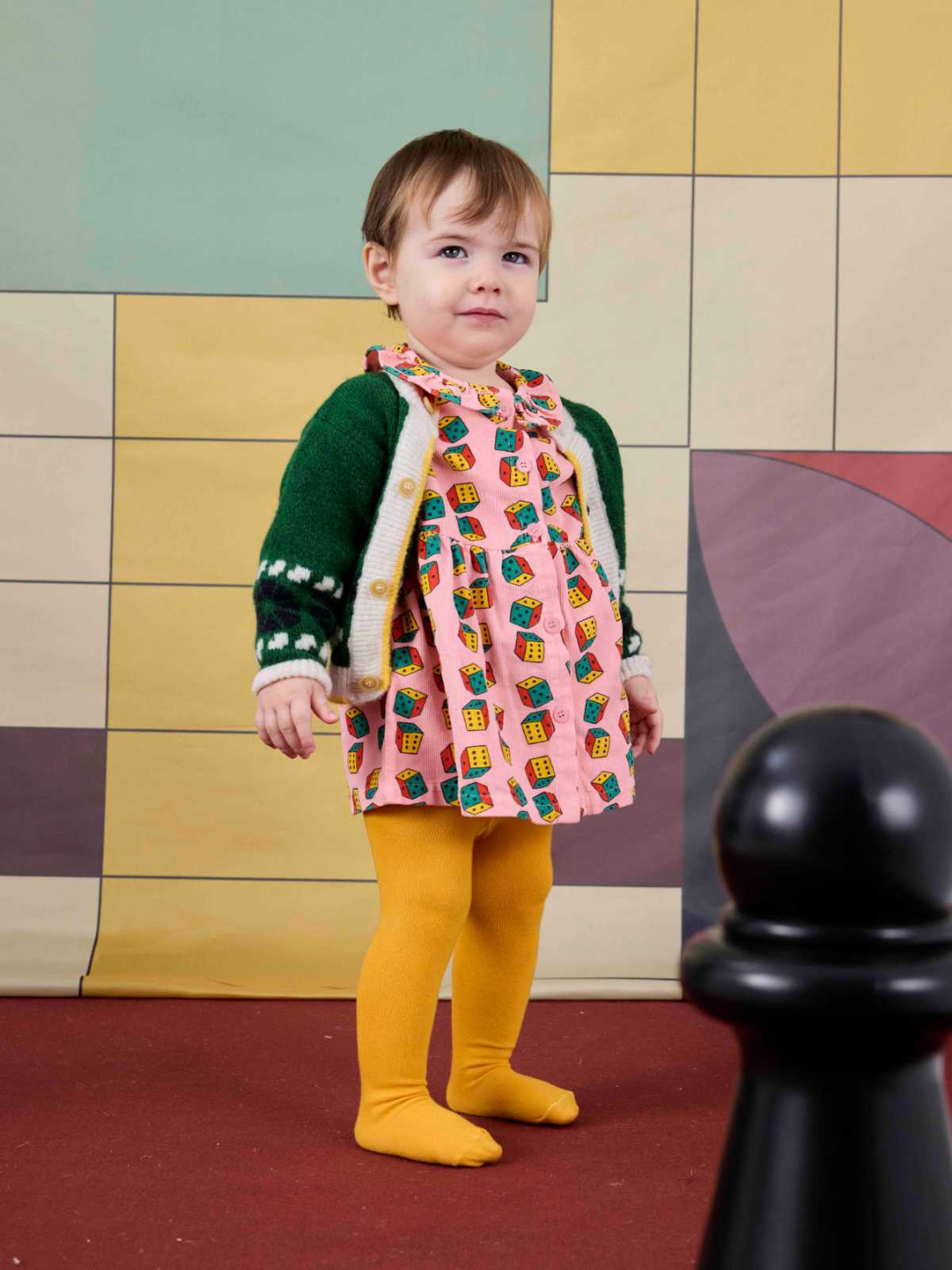 Dices all over micro corduroy dress