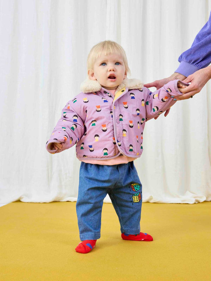 Game Pawns all over reversible sheepskin jacket