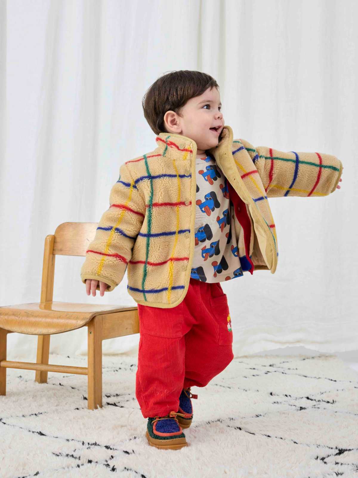 Stripe color sheepskin jacket