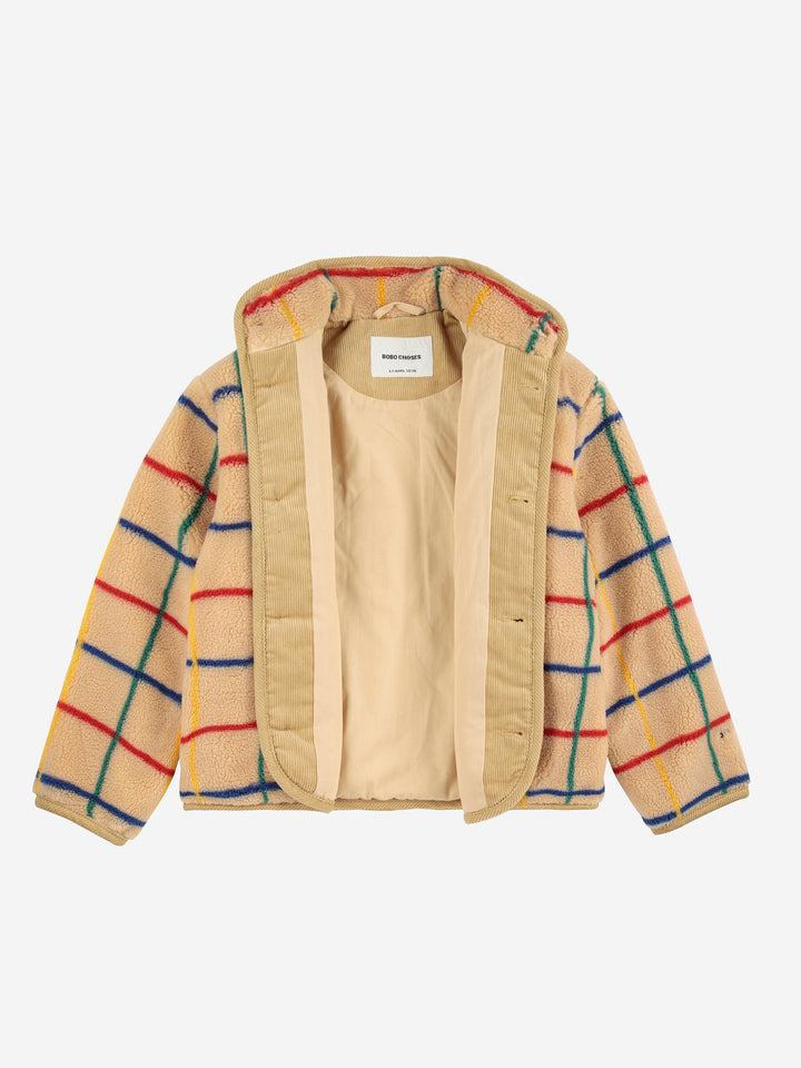 Color stripes sheepskin jacket