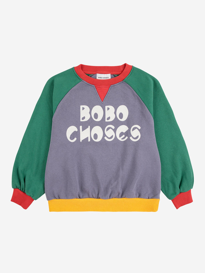 Bobo Choses カラーブロックラグランスウェットシャツ