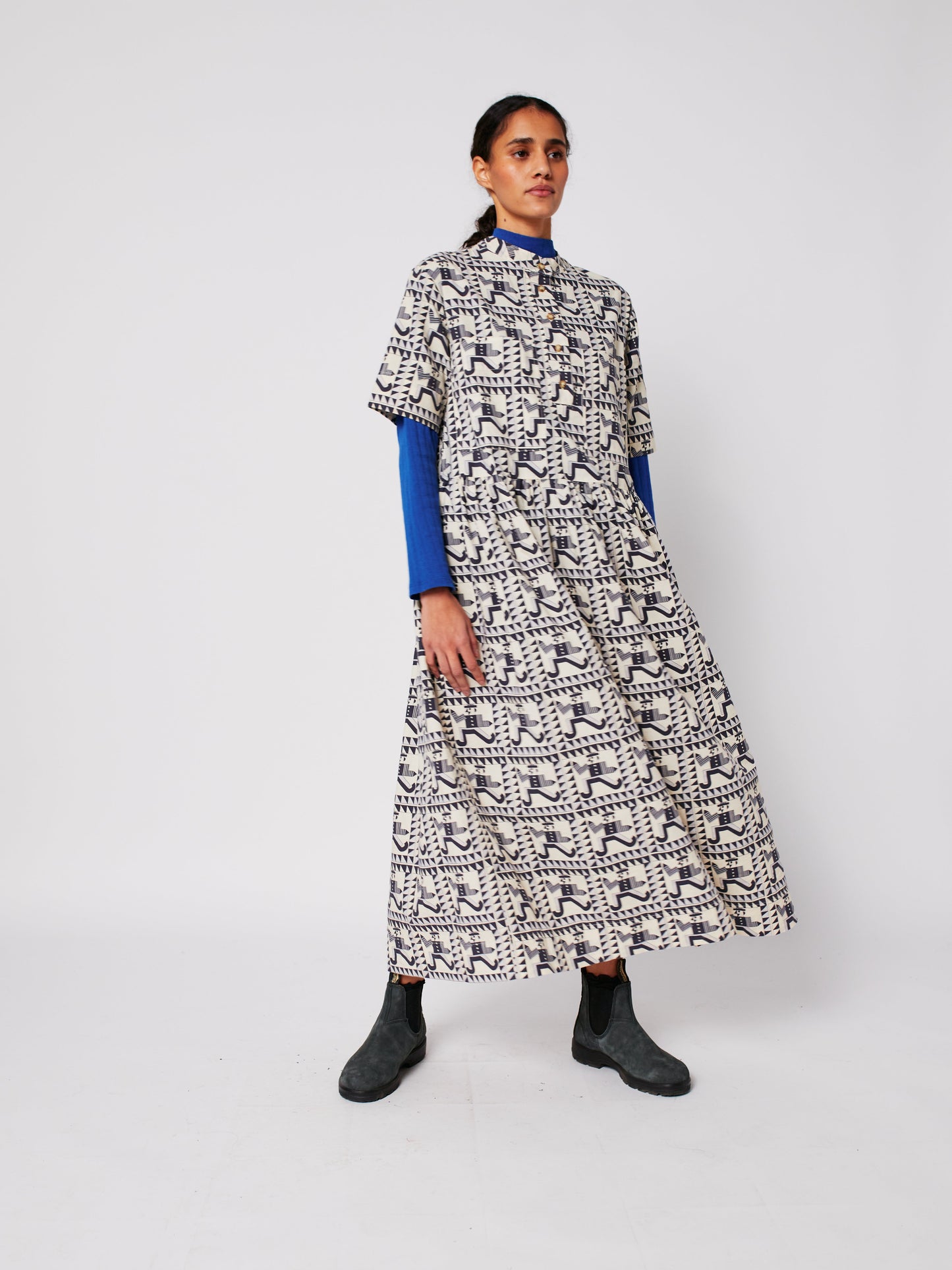 Openwork turtle neck T-shirt