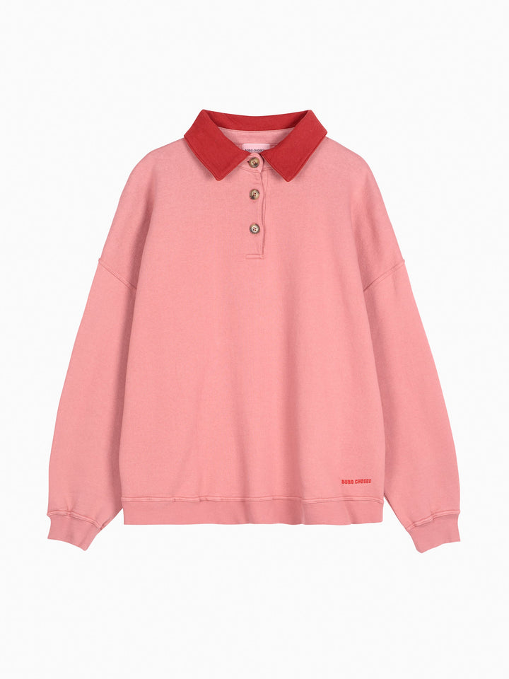 Color block polo sweatshirt