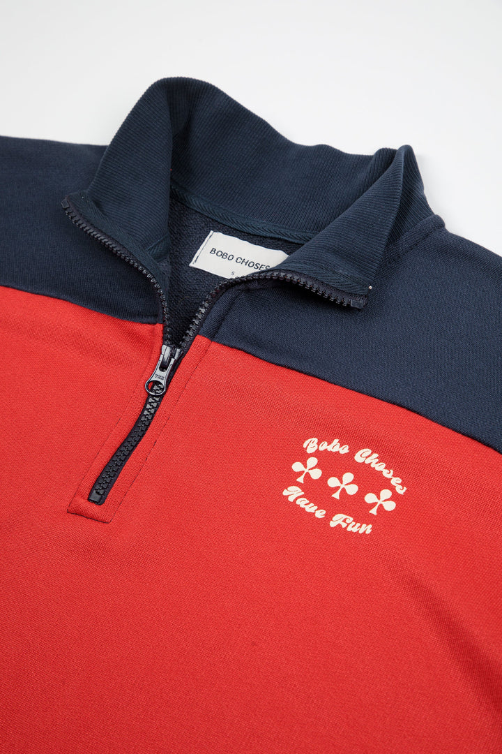 Half zip color block sweatshirt