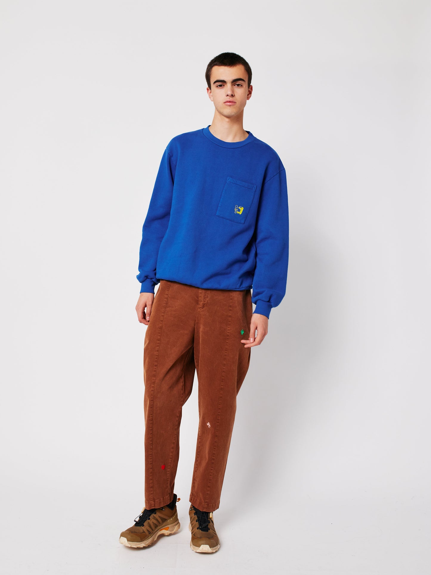 Brown embroidery cocoon pants