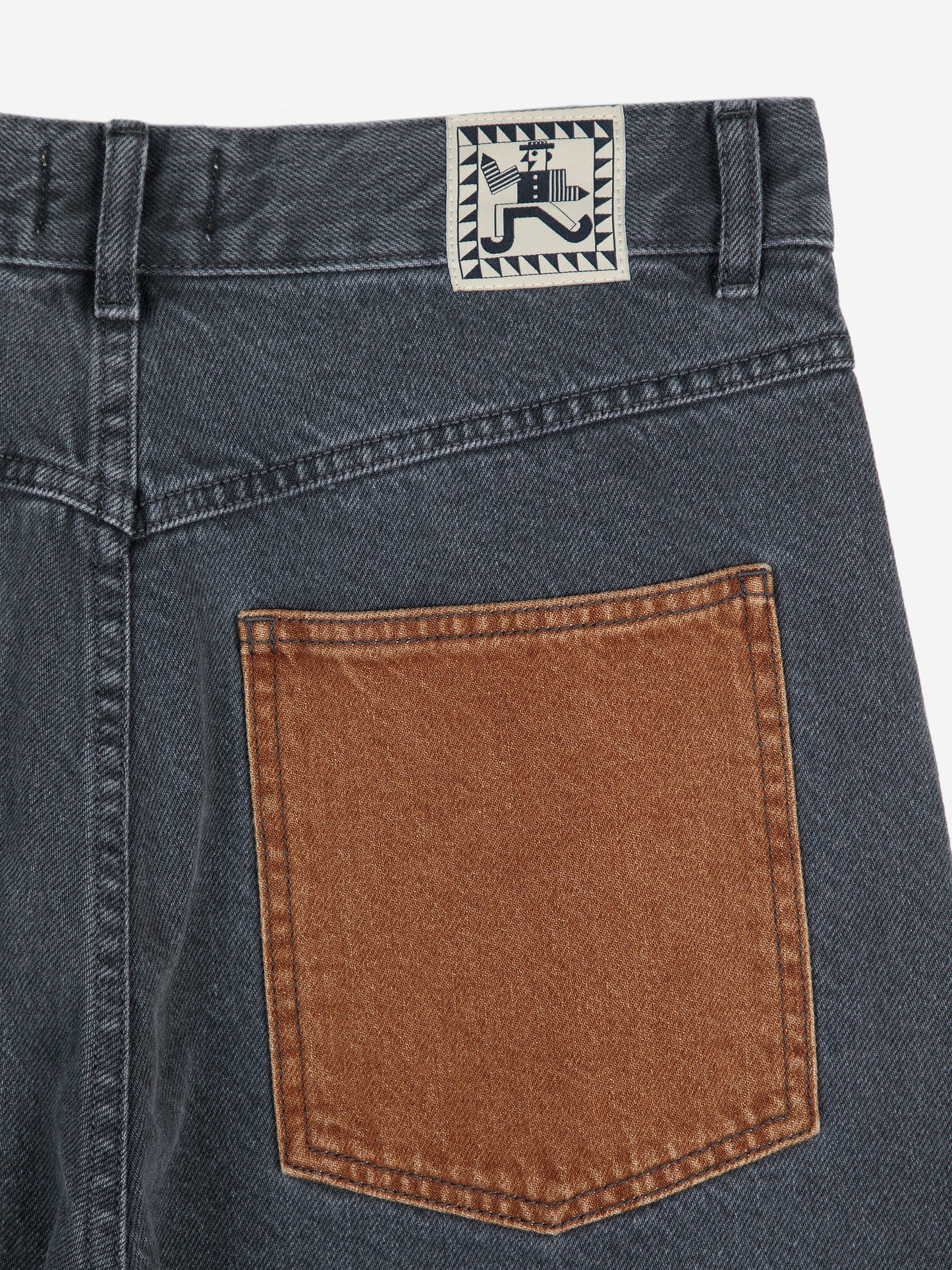 Color block denim pants