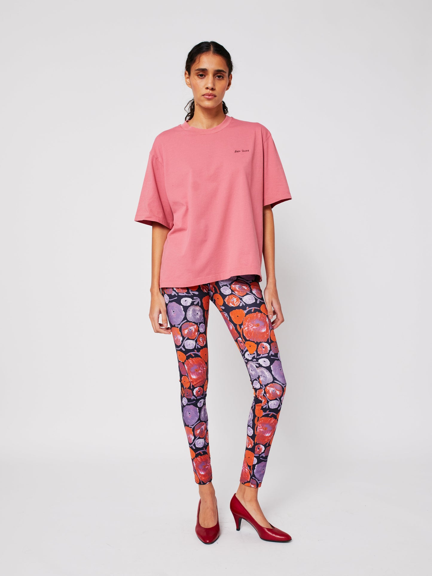 Dahlia pattern sporty leggings