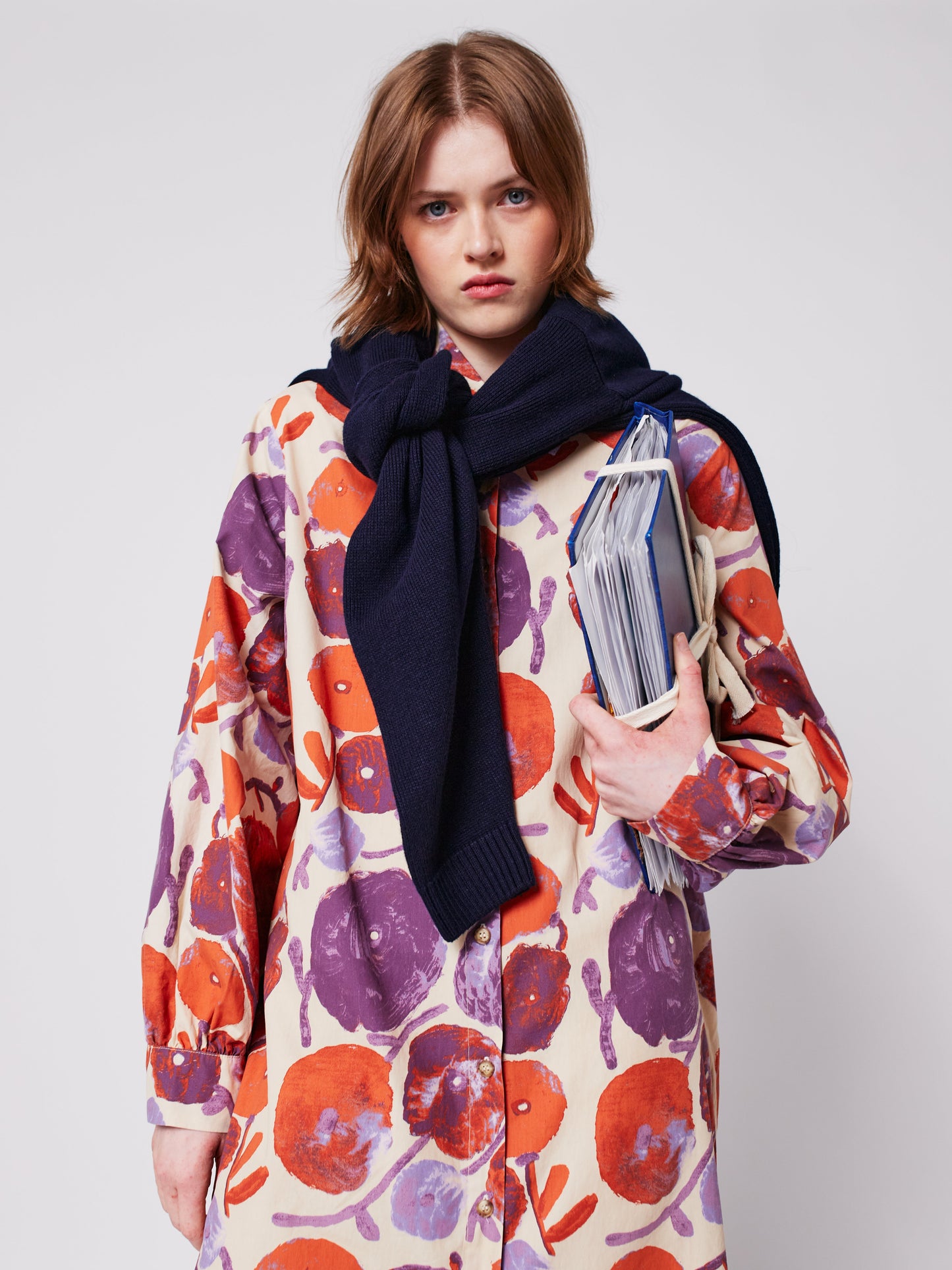 Dahlia pattern shirt dress