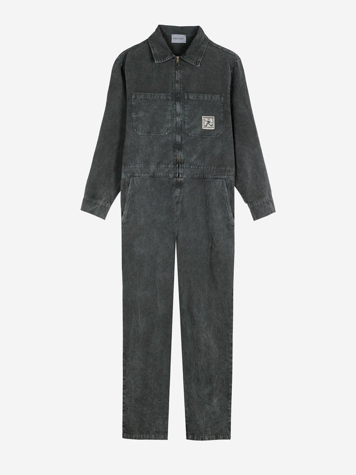 Denim zip-up jumpsuit
