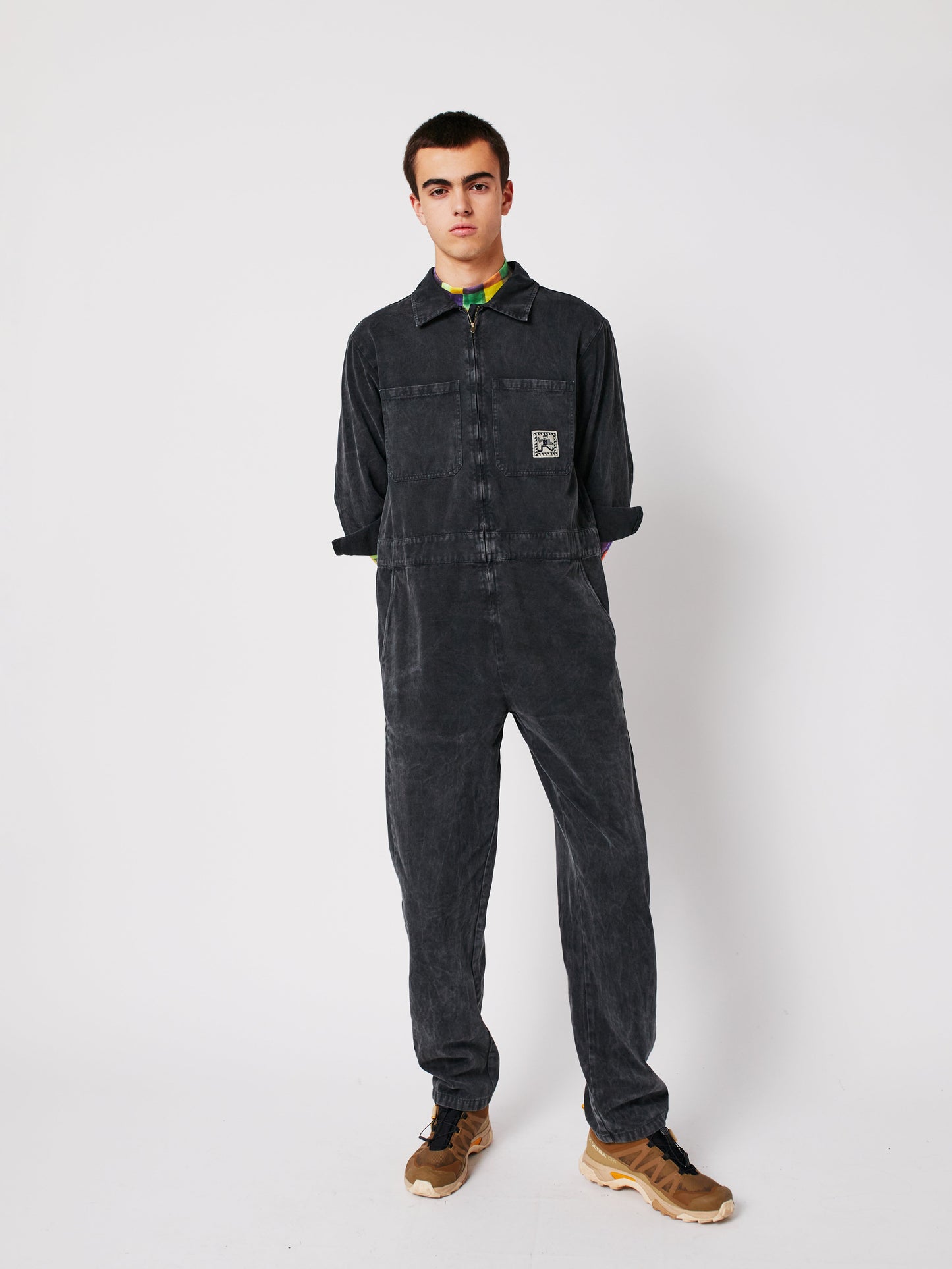 Denim zip-up jumpsuit