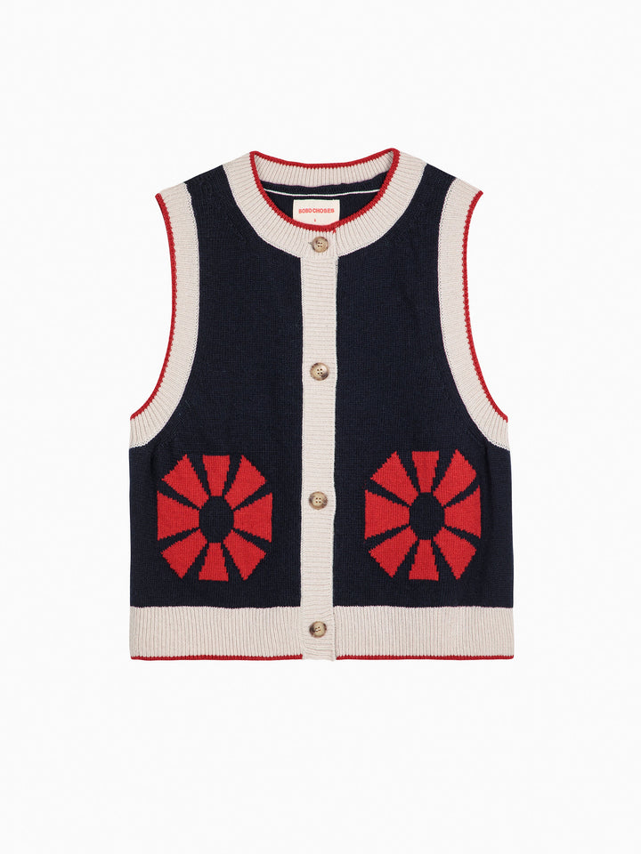 Flower knitted vest