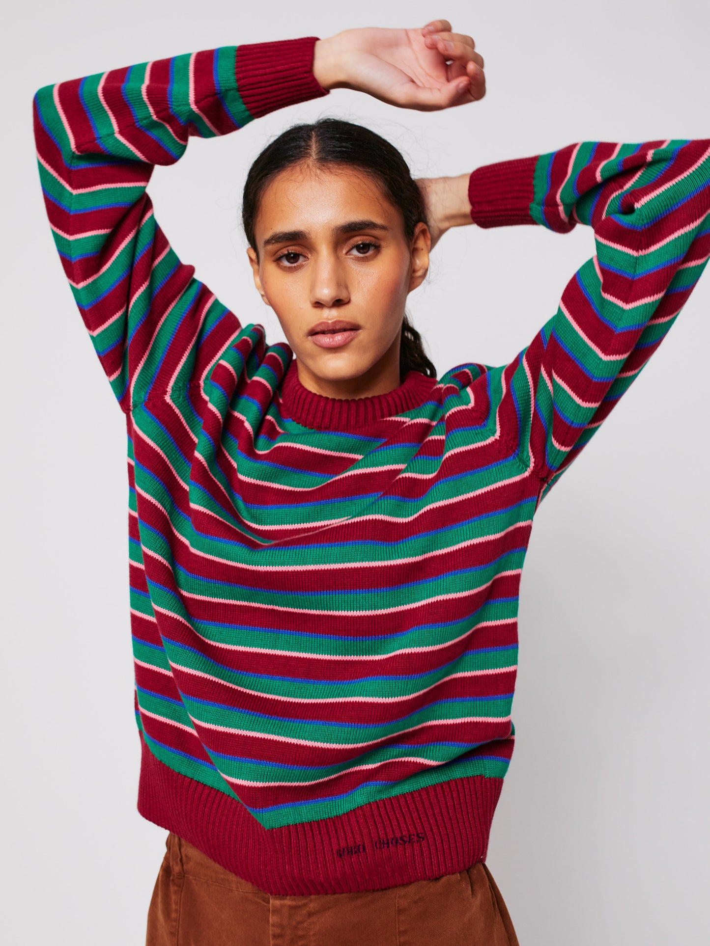 Striped fitted cotton knit