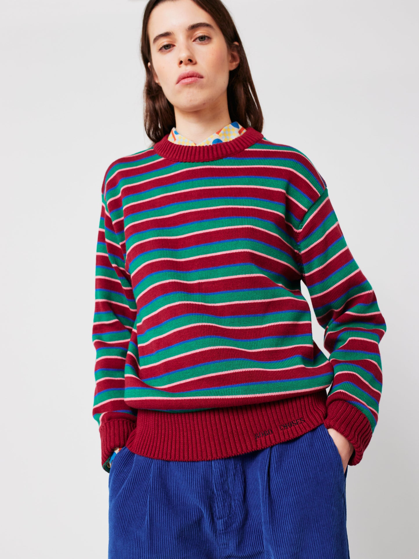 Striped fitted cotton knit