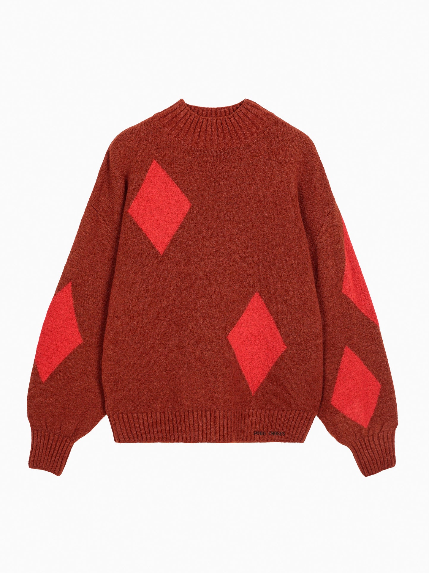 Diamond card turtle neck knit
