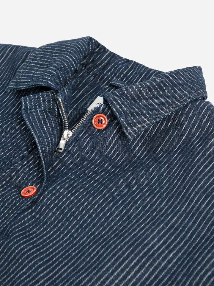 Denim stripe bomber jacket
